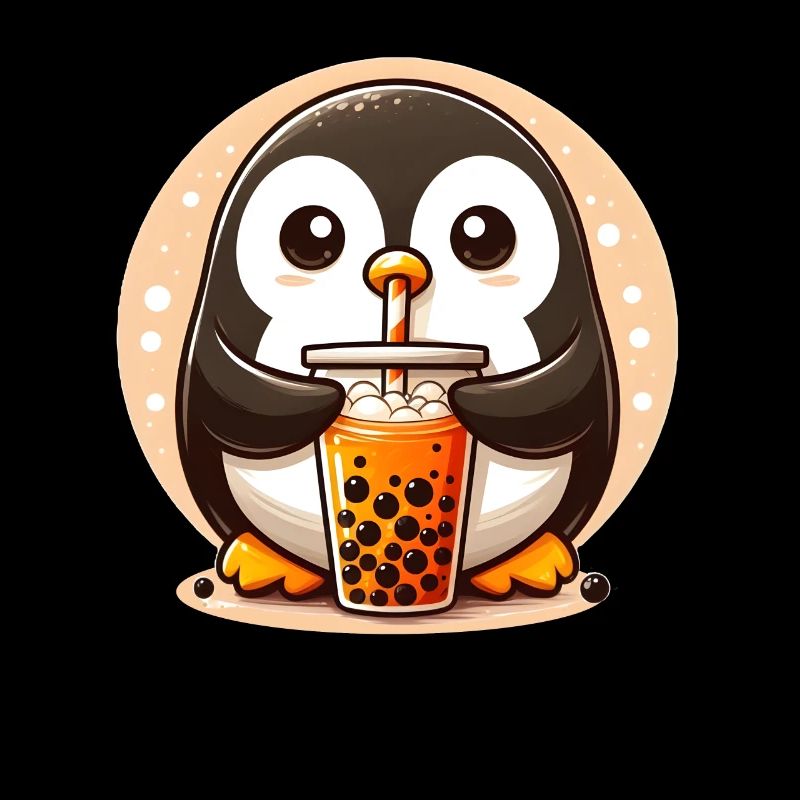 Penguin Enjoys Bubble Tea
