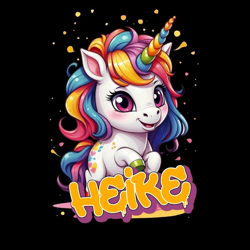 HEIKE - Schöner Mädchen Name mit süßem Einhorn