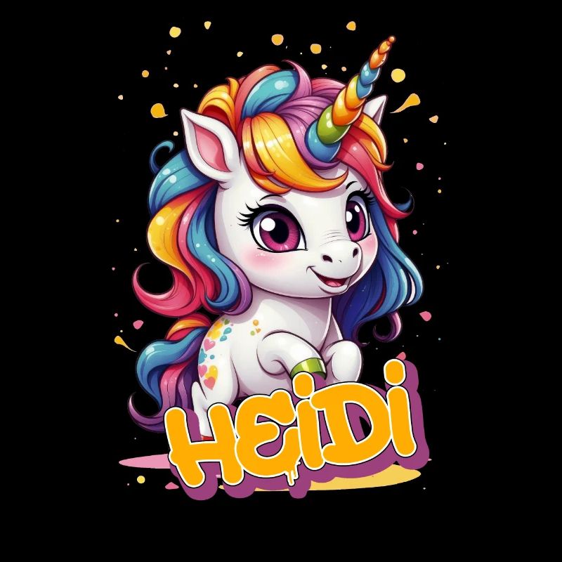 HEIDI - Schöner Mädchen Name mit süßem Einhorn