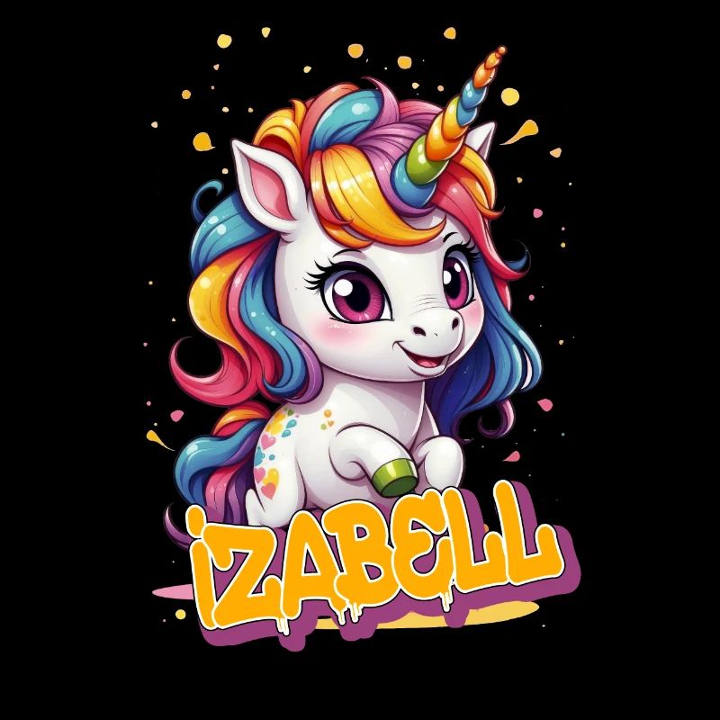 IZABELL - Schöner Mädchen Name mit süßem Einhorn