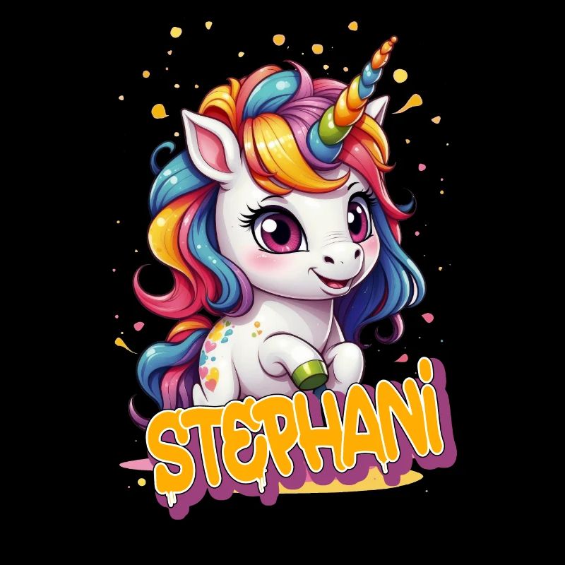 STEPHANI - Schöner Mädchen Name mit süßem Einhorn