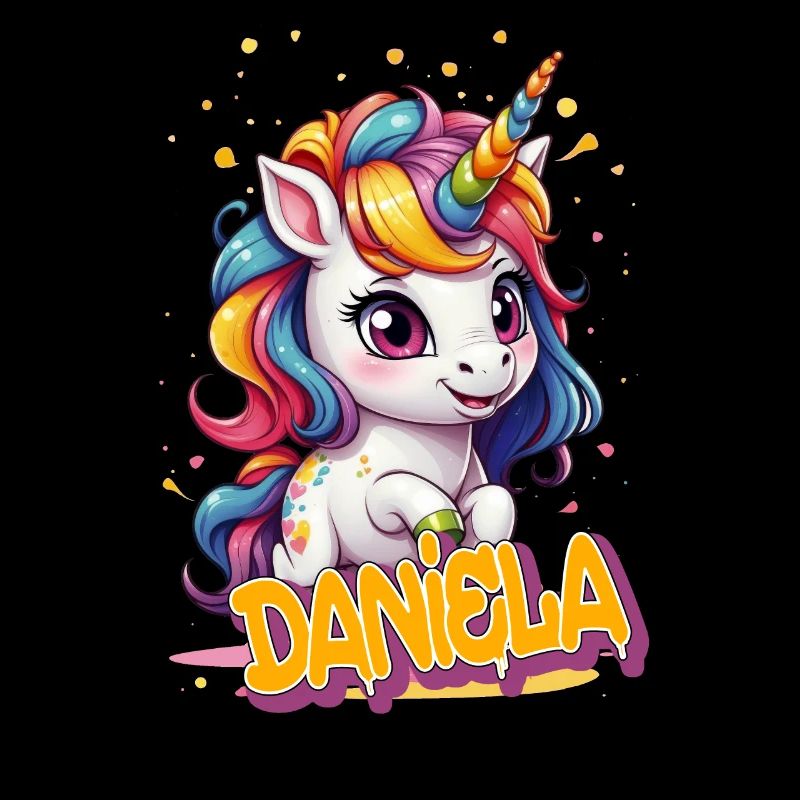 DANIELA - Schöner Mädchen Name mit süßem Einhorn