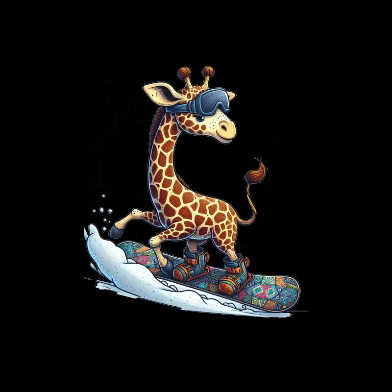 Cute Snowboarder Giraffe