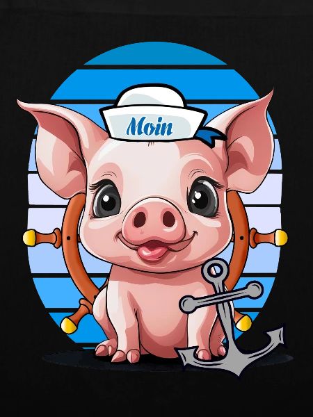 Schwein Matrose Steuermann Anker Maritim
