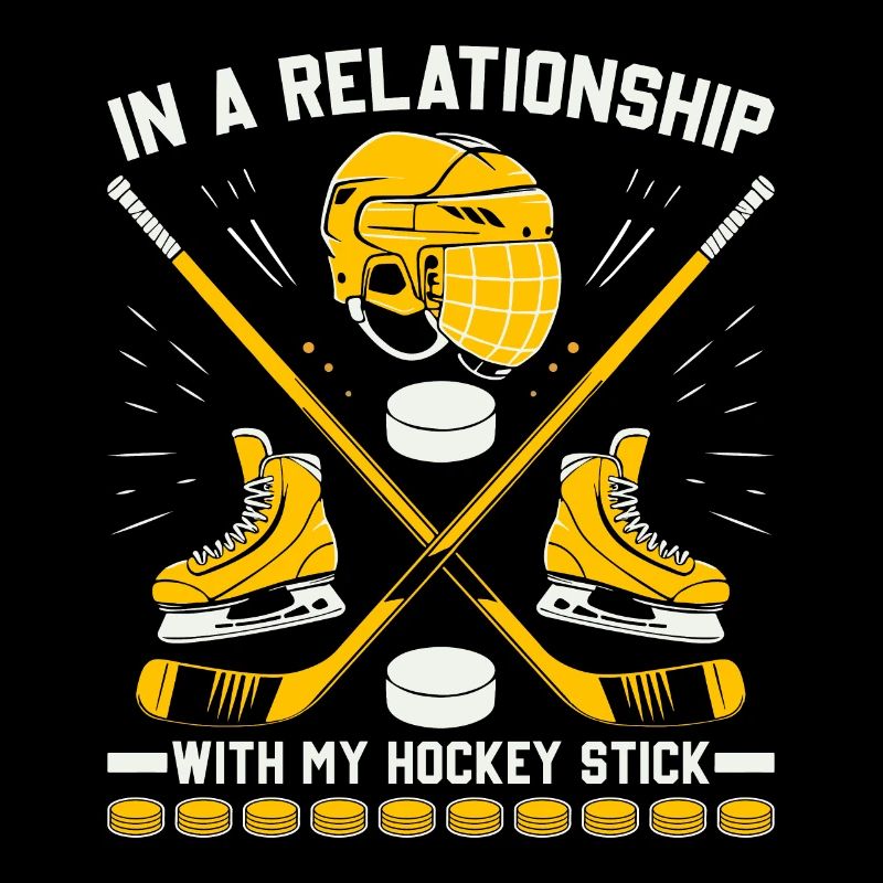 Dans une relation avec mon bâton de hockey.
