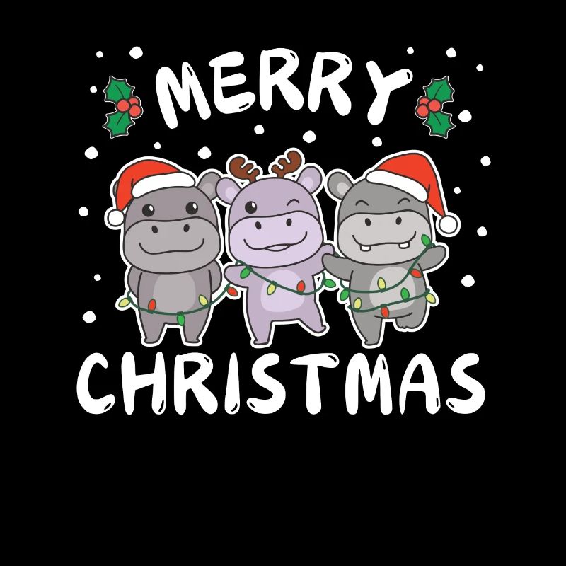 Joyeux Noël Hippopotame doux Hippopotames de Noël