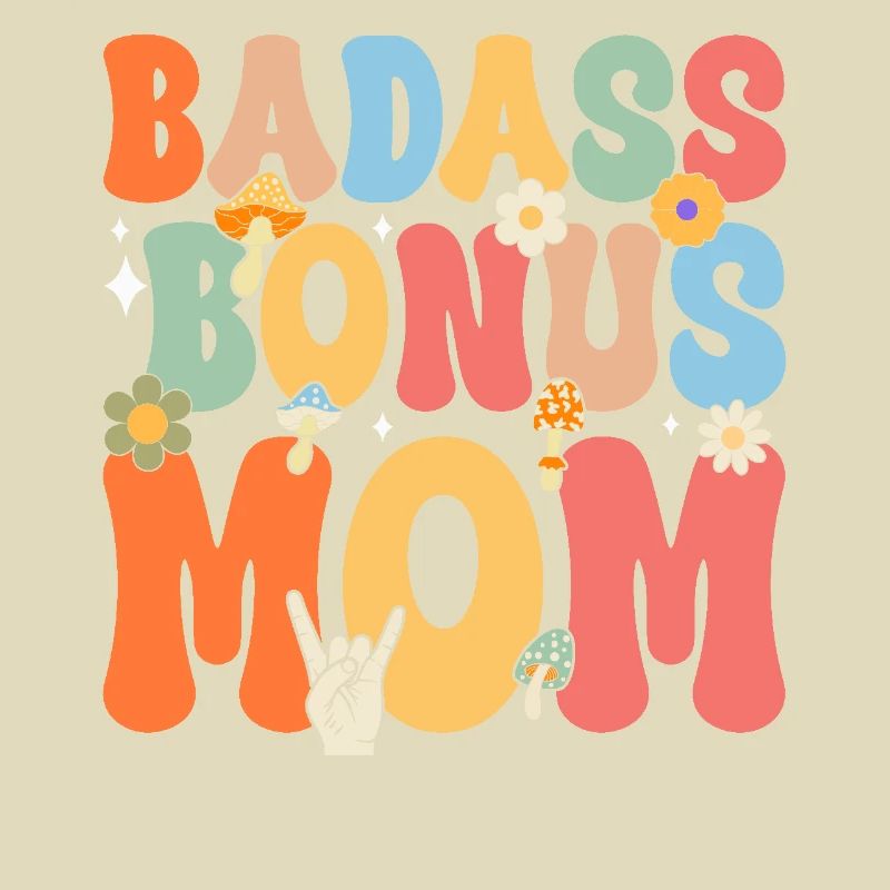 Badass Bonus Mama Boho Blume Lustige Stiefmutter Mutter
