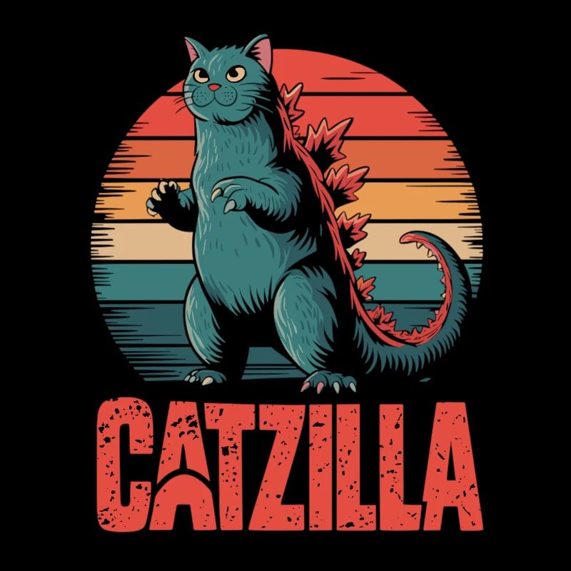 Chat monstre dans un style rétro - Catzilla