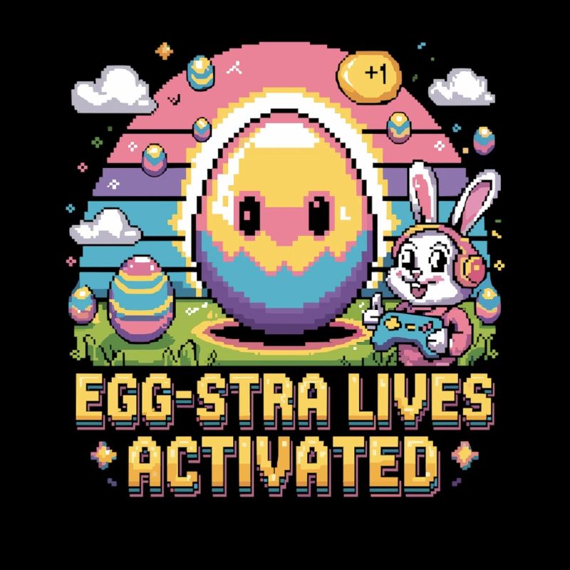 Easter Gamer Bunny Pixel Style