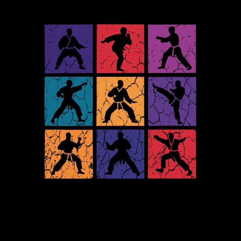 Karaté Pop Art – 9 combattants rétro
