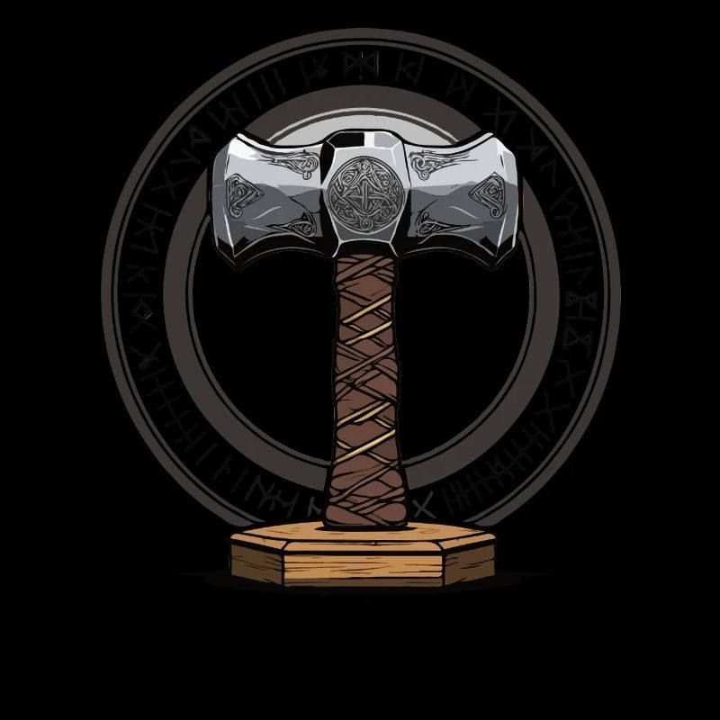 Viking Hammer Warrior Valhalla Runic Circle Thor