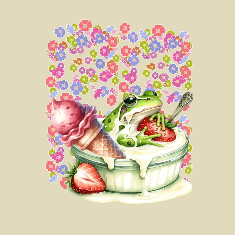 Frosch Frösche Dessert Eis Eiscrem Eiskrem Erdbeer