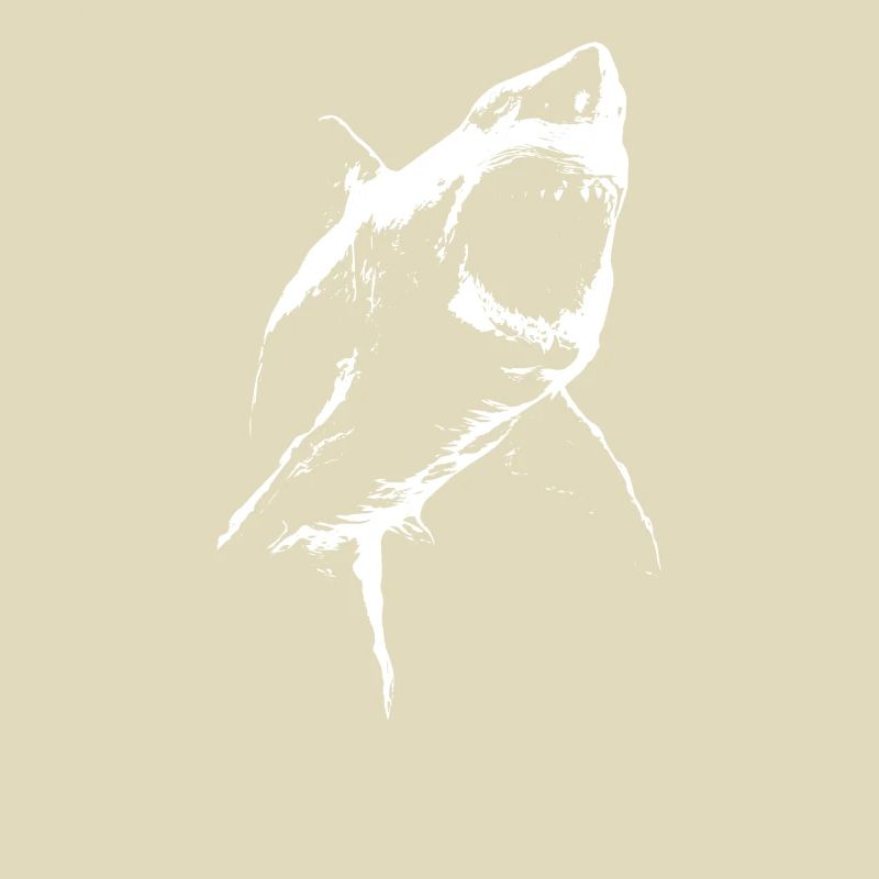 Requin géant menaçant – Silhouette noire et blanche