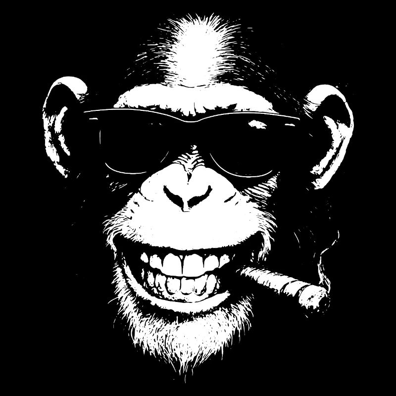 Lächelnder Affe mit Sonnenbrille und Zigarre