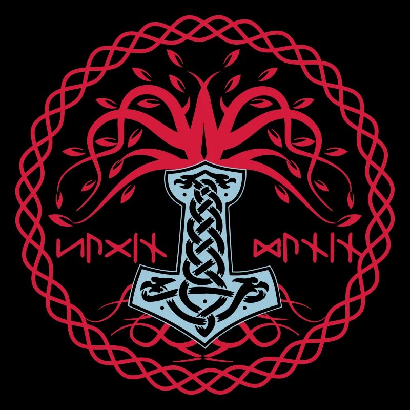 Hammer Mjolnir mit Hugin and Munin