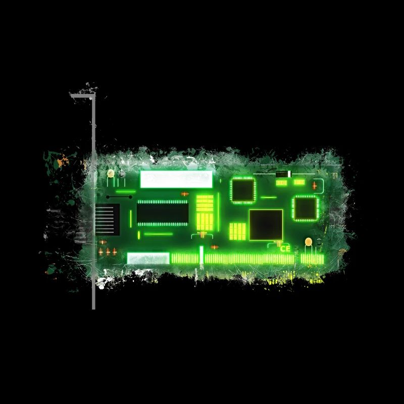 PCB card glowing bright