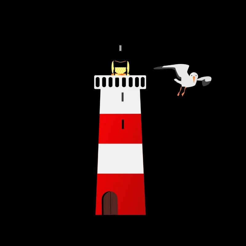 Leuchtturm und Möwe