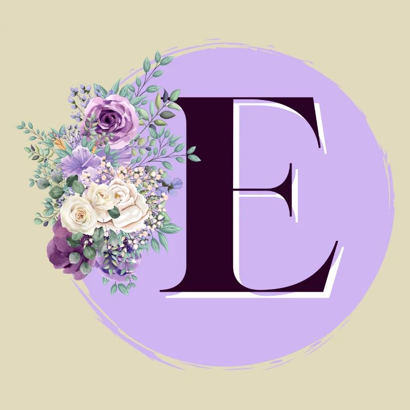 lettre E Couronne de fleurs