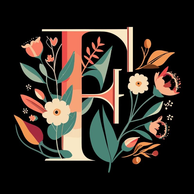 F typographie florale