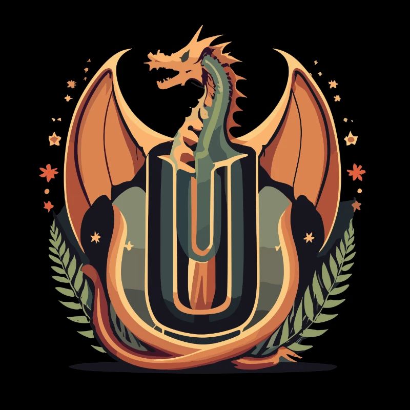 Letter U with dragon