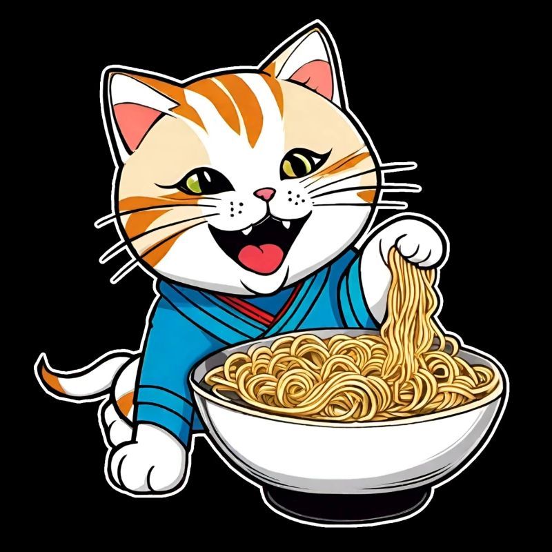 Chat mignon et affamé avec des spaghettis