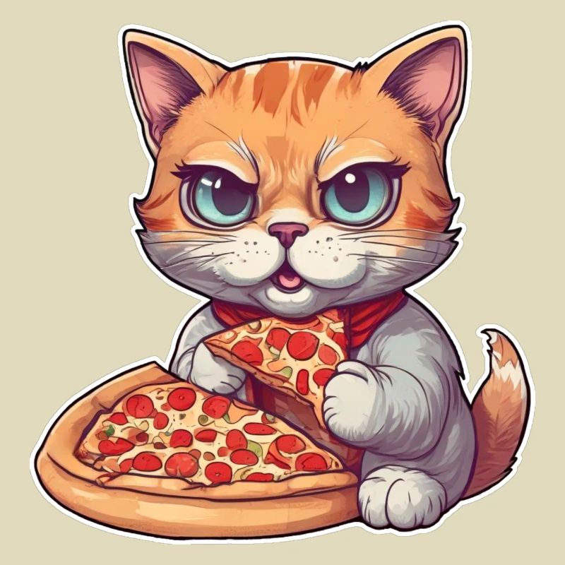 Le chat adore la pizza