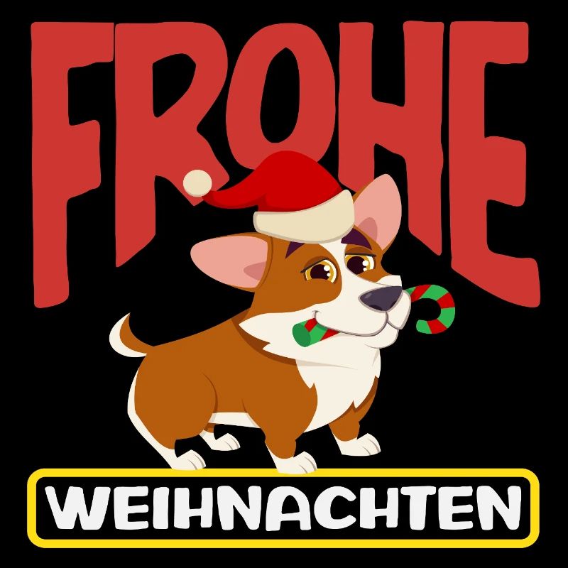 Merry Christmas Corgi with Santa Hat