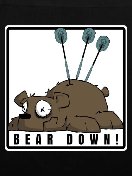 Lustiges Darts Comic Motiv. BEAR DOWN !