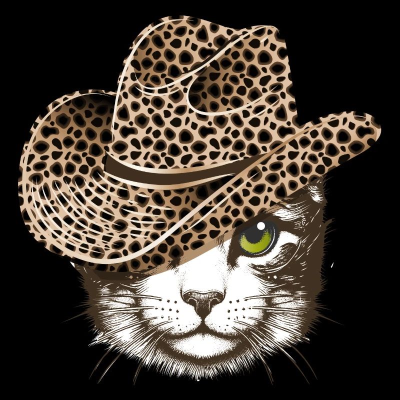 Portrait d’un chat avec un chapeau à l’aspect léopard