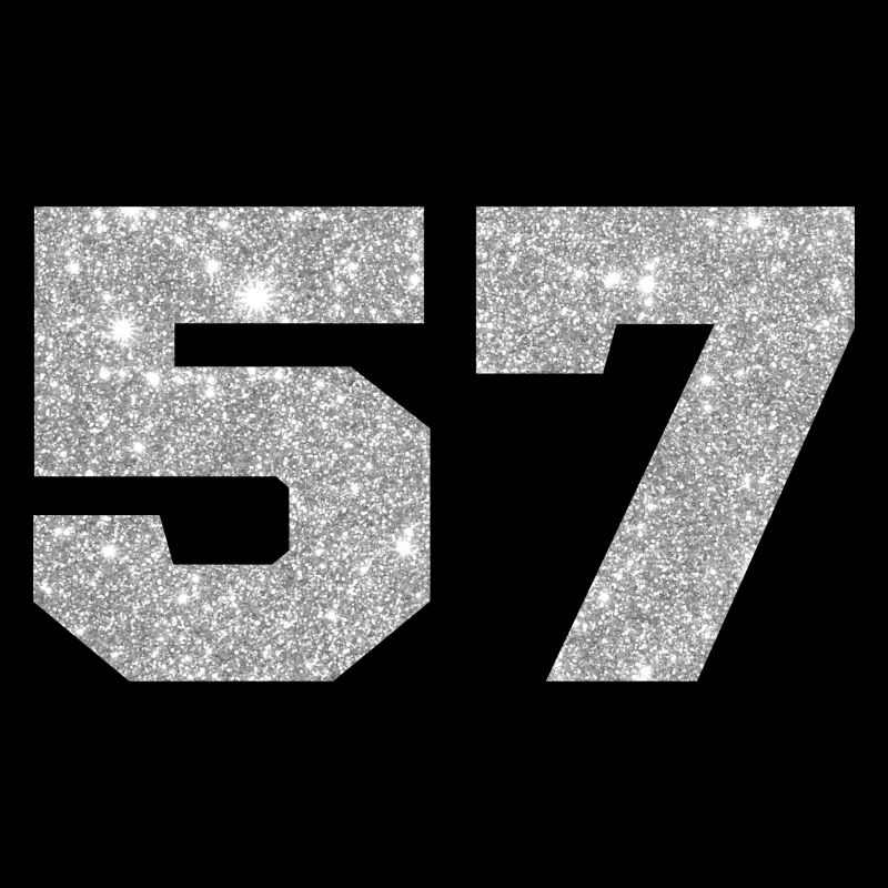 Number 57 Silver Glitter - 57th Anniversary