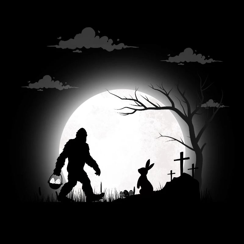 Bigfoot Easter Shirt on Egg Hunt with Easter Bunny