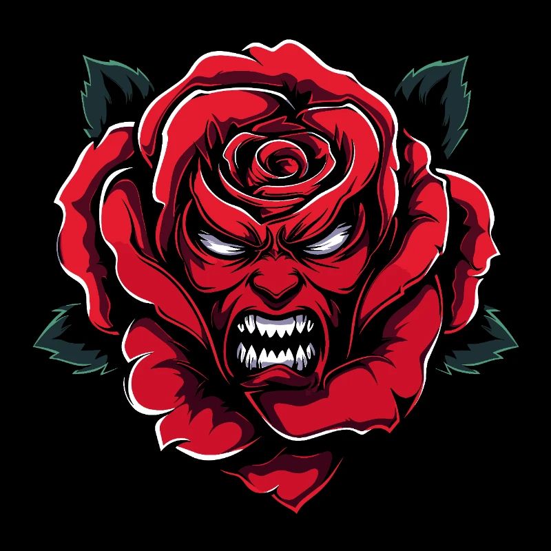 rote rose mit teufel gesicht