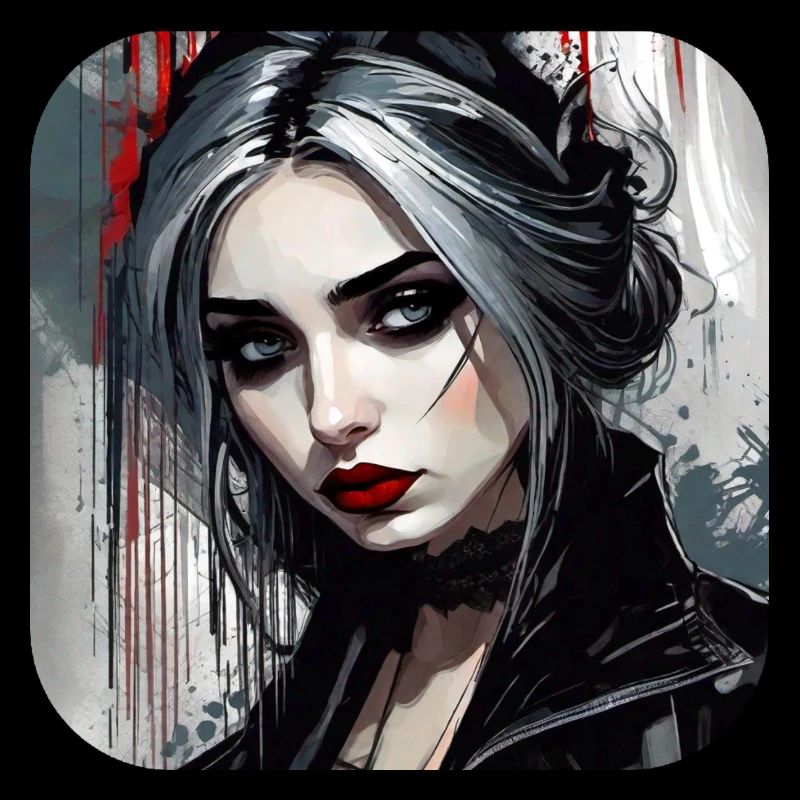 Cool gothic girl with red lips