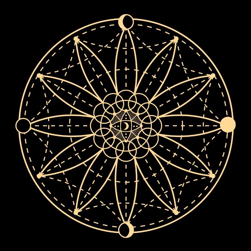 Moon phases geometry yellow
