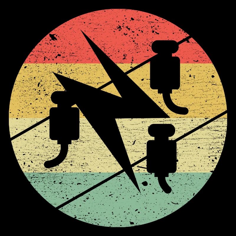 Symbole de guilde d'électricien sur les couleurs rétro vintage