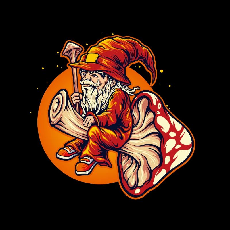 Dwarf wizard riding toadstool