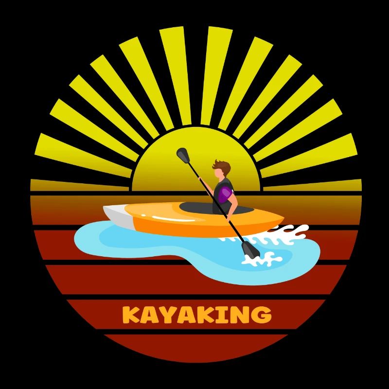 kayaking coucher de soleil vintage