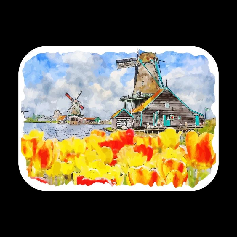 Pays-Bas Aquarelle Esquisse Dessinée Illustration