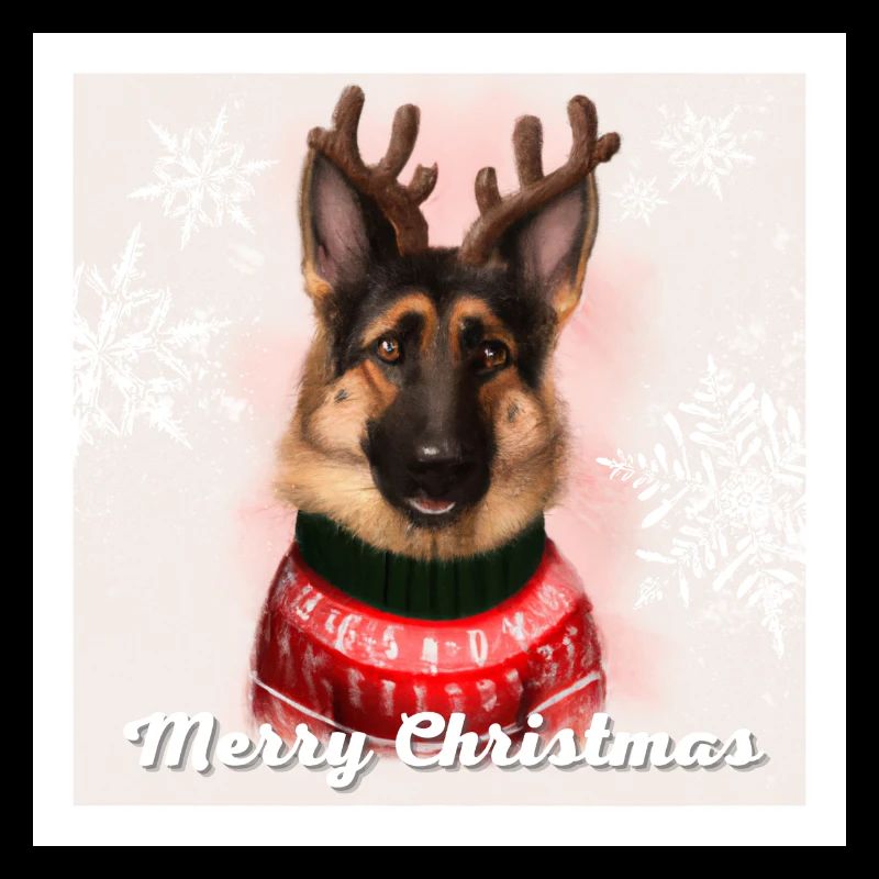Süßer Deutscher Schäferhund im Weihnachtspullover.