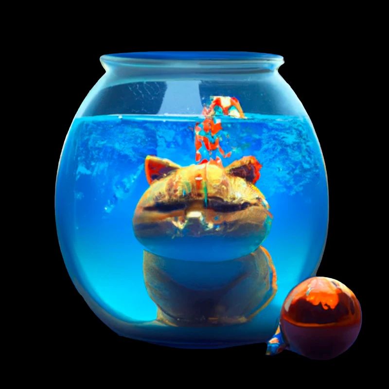 Chat de Noël dans un bocal à poissons