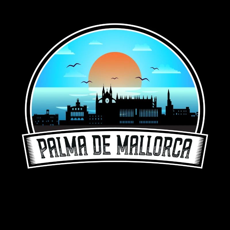 Palma de Mallorca Spanien Skyline Vintage Sunset Tra