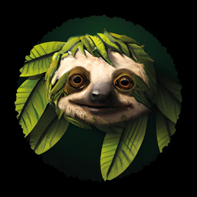 Sloth with leaves