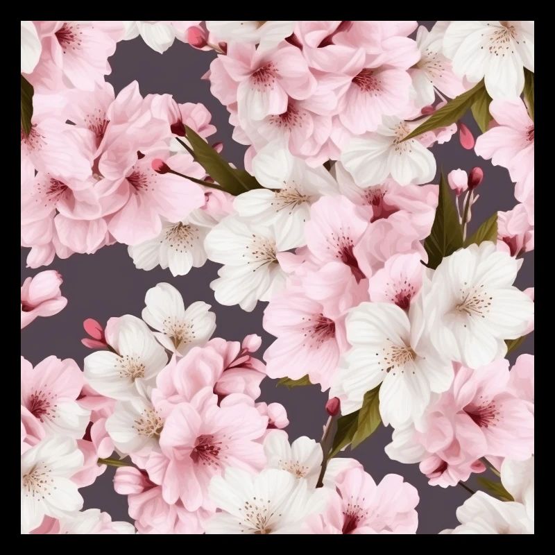Realistic White Pink Cherry Blossom Pattern