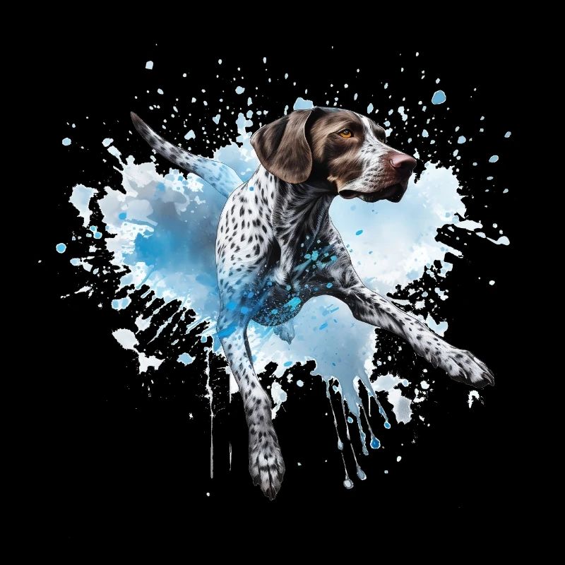 German-shorthair-pointer Dock-Diving into Water