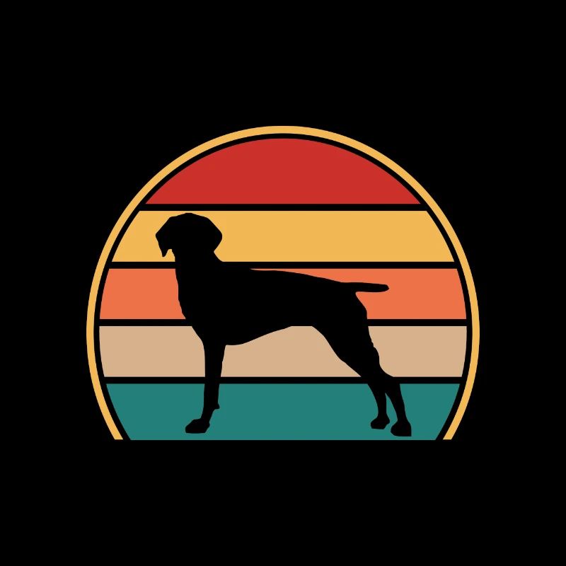 Vieux danois Pointer Dog Silhouette Retro Sunset