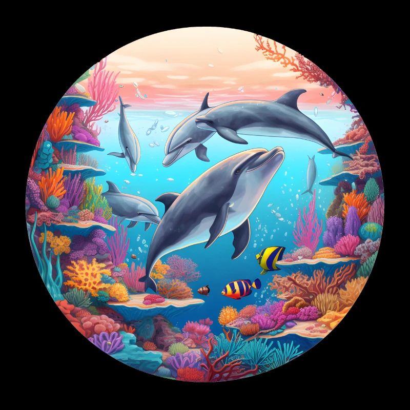 Underwater dolphin world in the reef