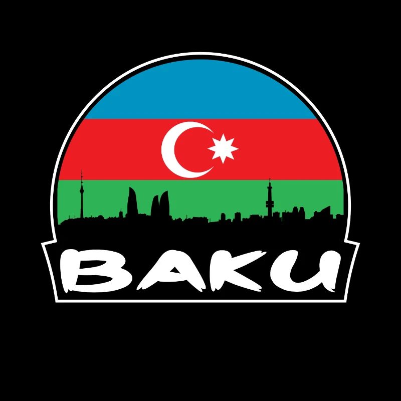 Bakou, Azerbaïdjan, drapeau, Skyline, silhouette, voyage