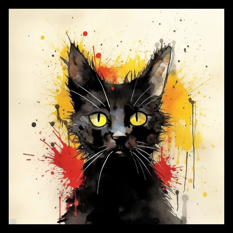 Distressed Grungy Punky Graffiti Cat IX