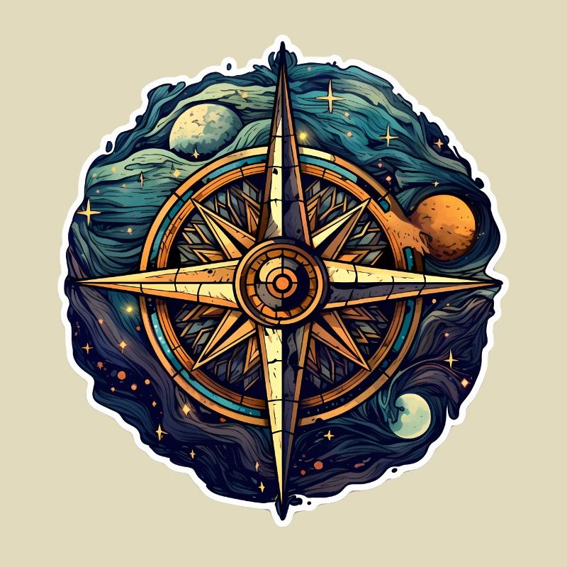Wunderschöner Boho Kompass - Sonne Mond und Kosmos