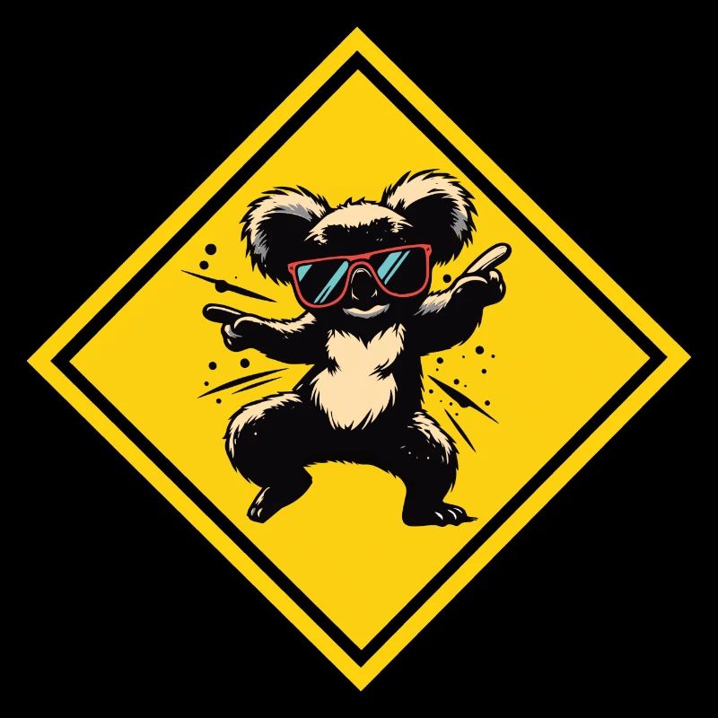 Koala dansant - lunettes de soleil sur panneau de signalisation